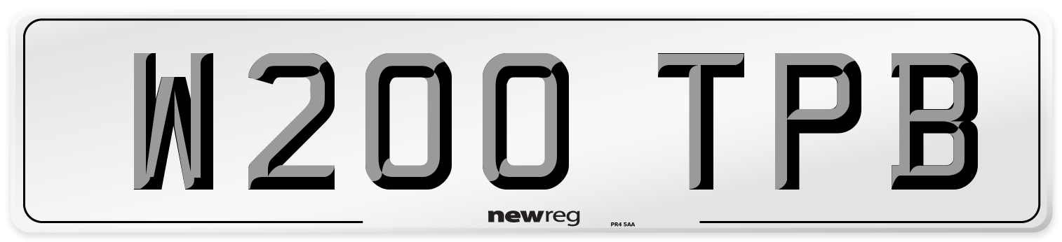 W200 TPB Number Plate from New Reg
